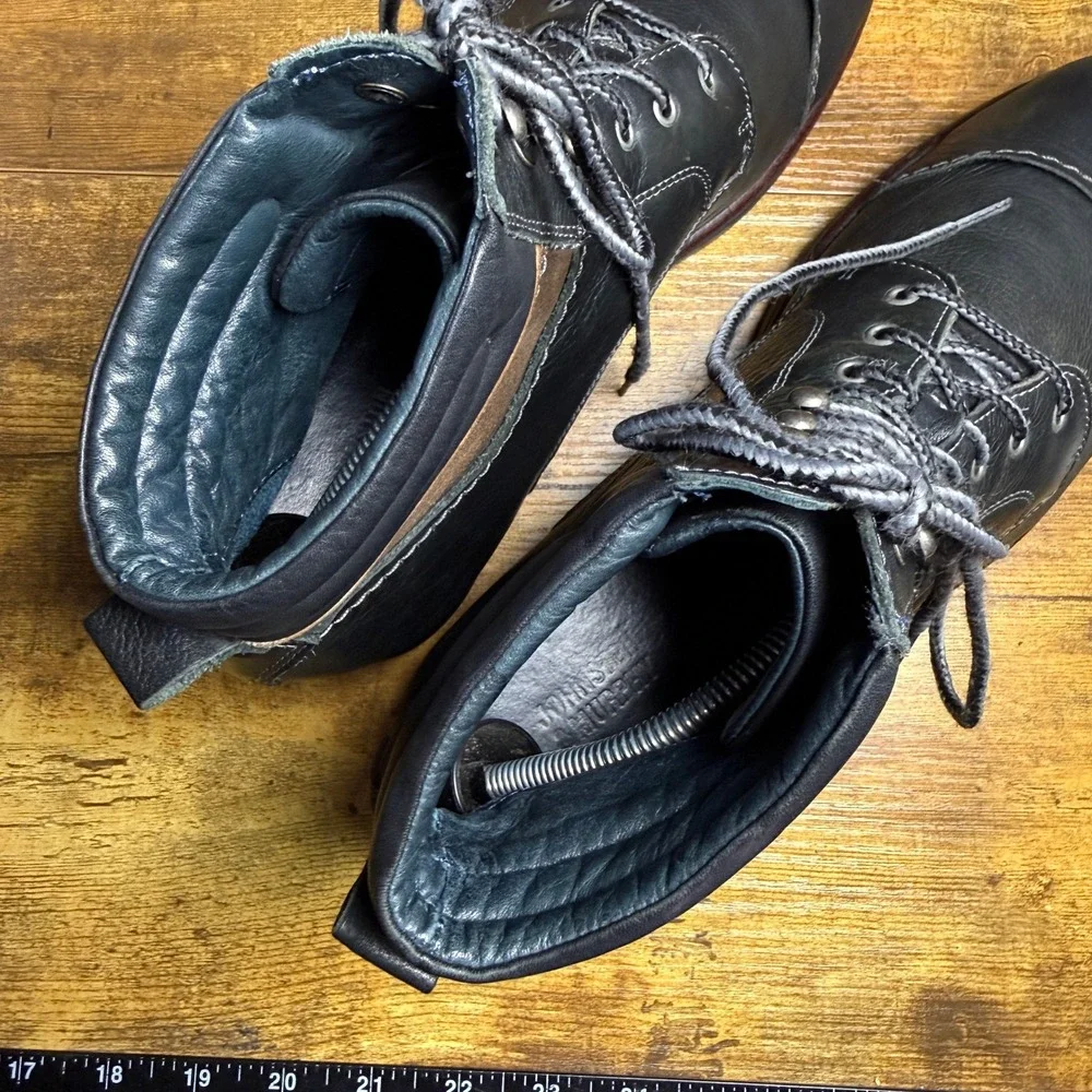 Johnston & Murphy Karnes‎ 25-7641 Black Leather Cap Toe Boots Mens 10 M